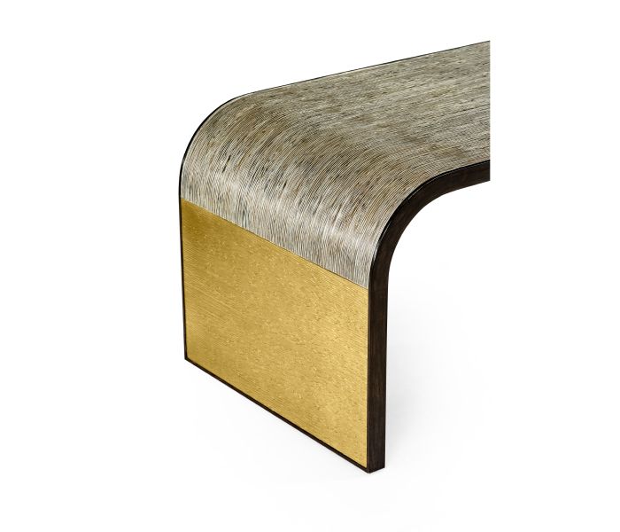 Jonathan Charles Etched Brass Curved Coffee Table