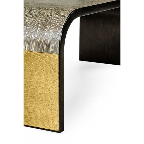 Jonathan Charles Etched Brass Curved Coffee Table