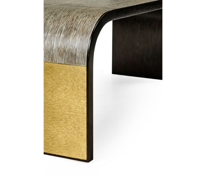 Jonathan Charles Etched Brass Curved Coffee Table