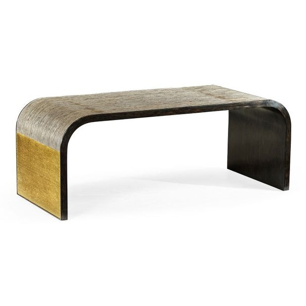 Jonathan Charles Etched Brass Curved Coffee Table