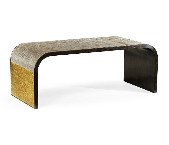 Jonathan Charles Etched Brass Curved Coffee Table