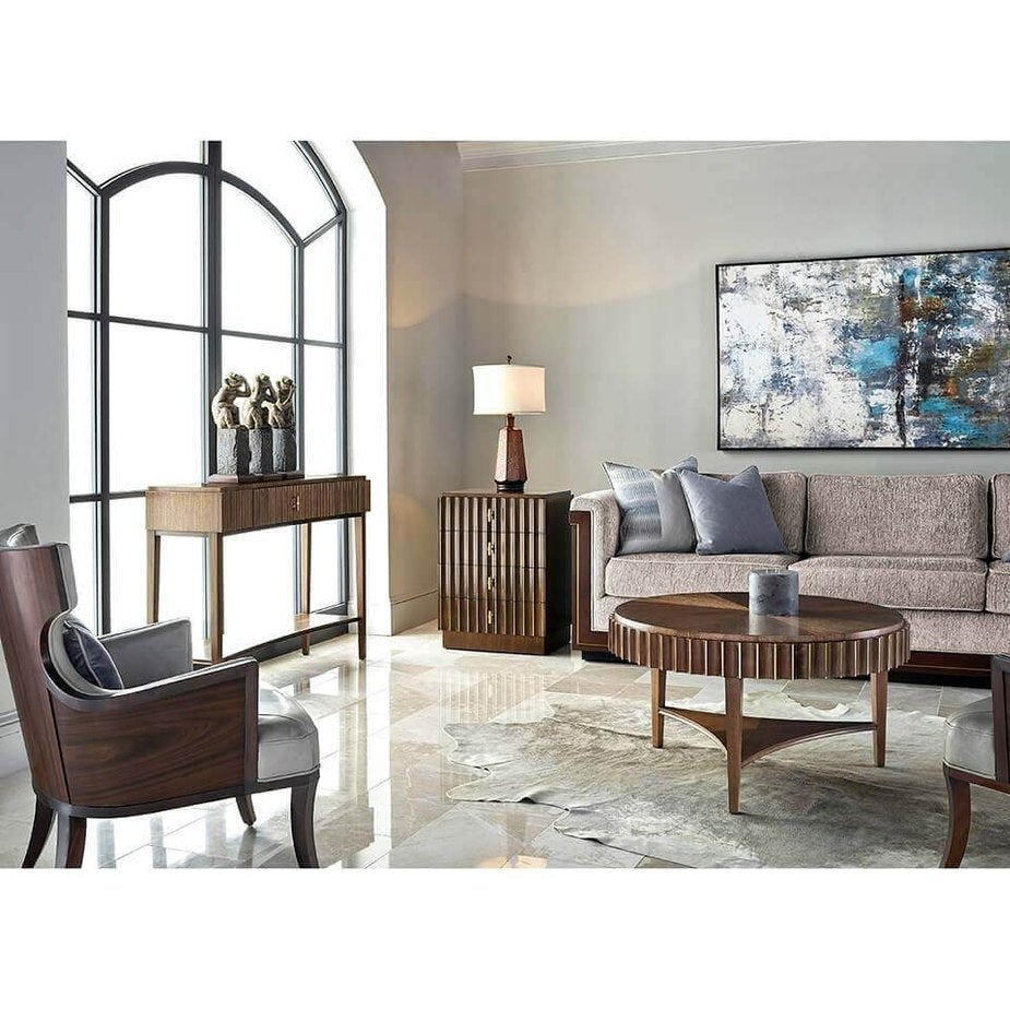 Jonathan Charles Round Coffee Table Reeded