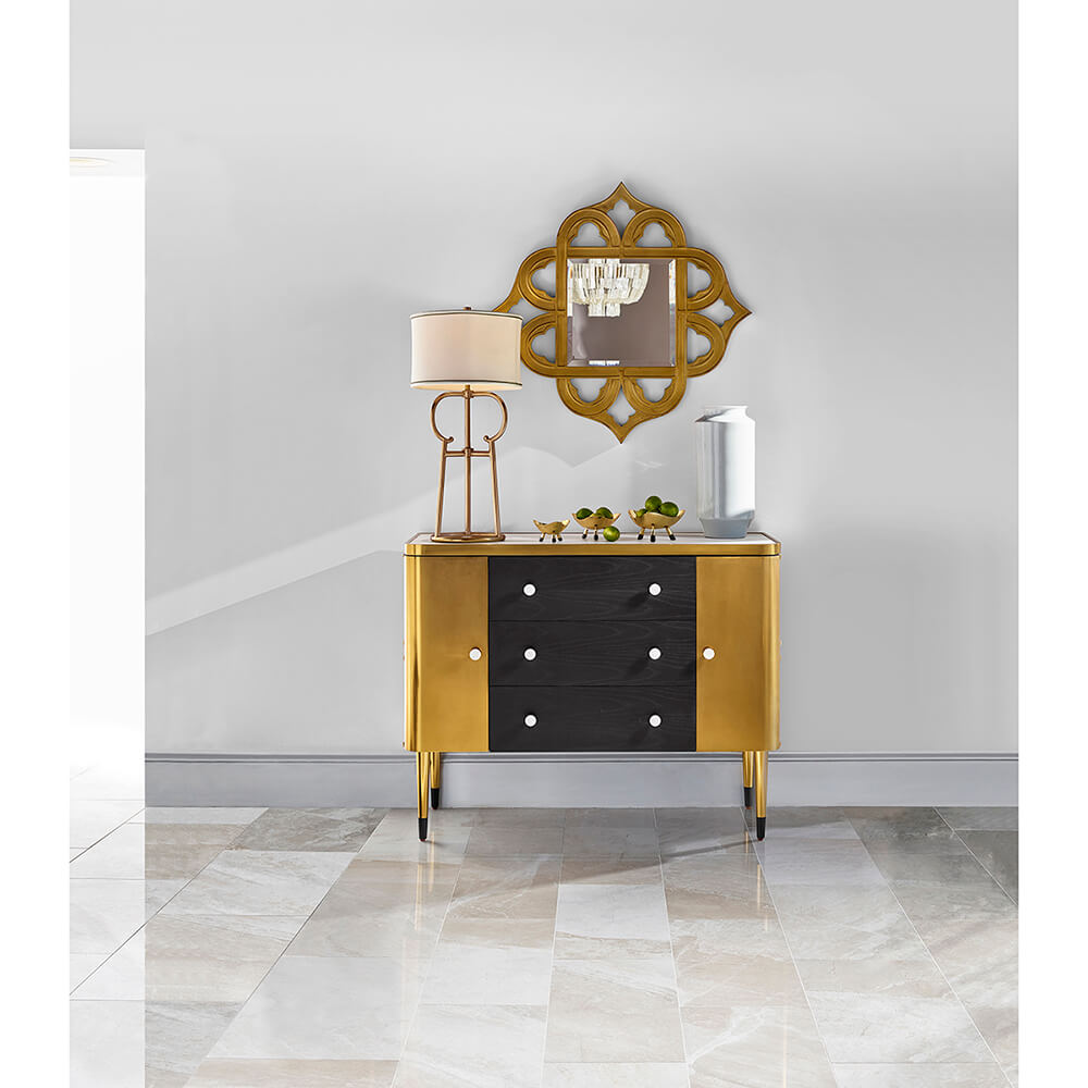 Jonathan Charles Storage Cabinet with Drawers in Ebonised Oak