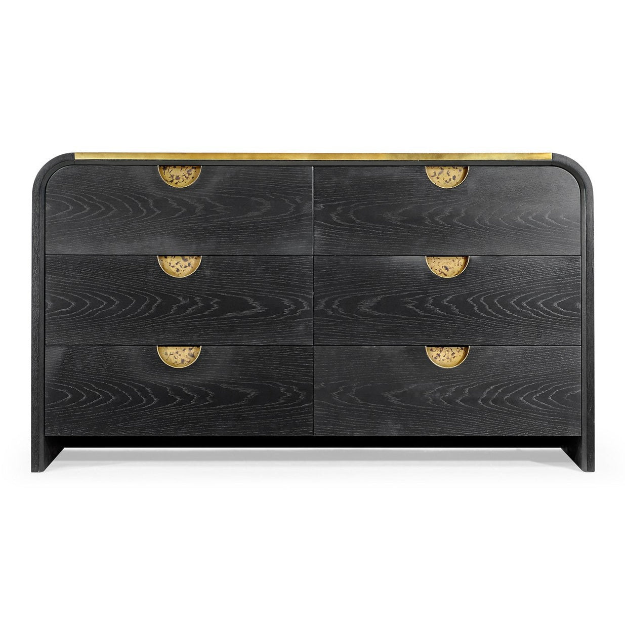 Jonathan Charles Ebonised Oak Curved Dresser with 6 Drawers