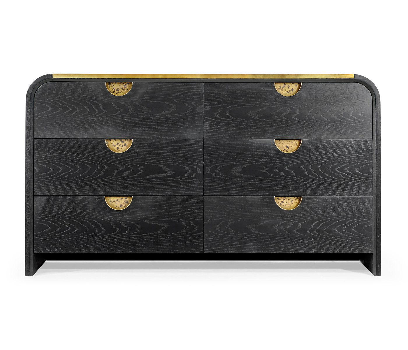 Jonathan Charles Ebonised Oak Curved Dresser with 6 Drawers