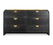Jonathan Charles Ebonised Oak Curved Dresser with 6 Drawers