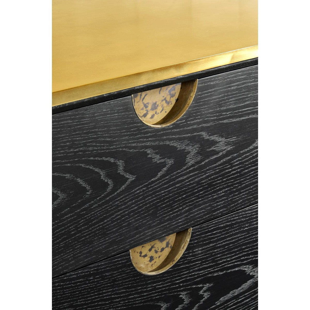 Jonathan Charles Ebonised Oak Curved Dresser with 6 Drawers