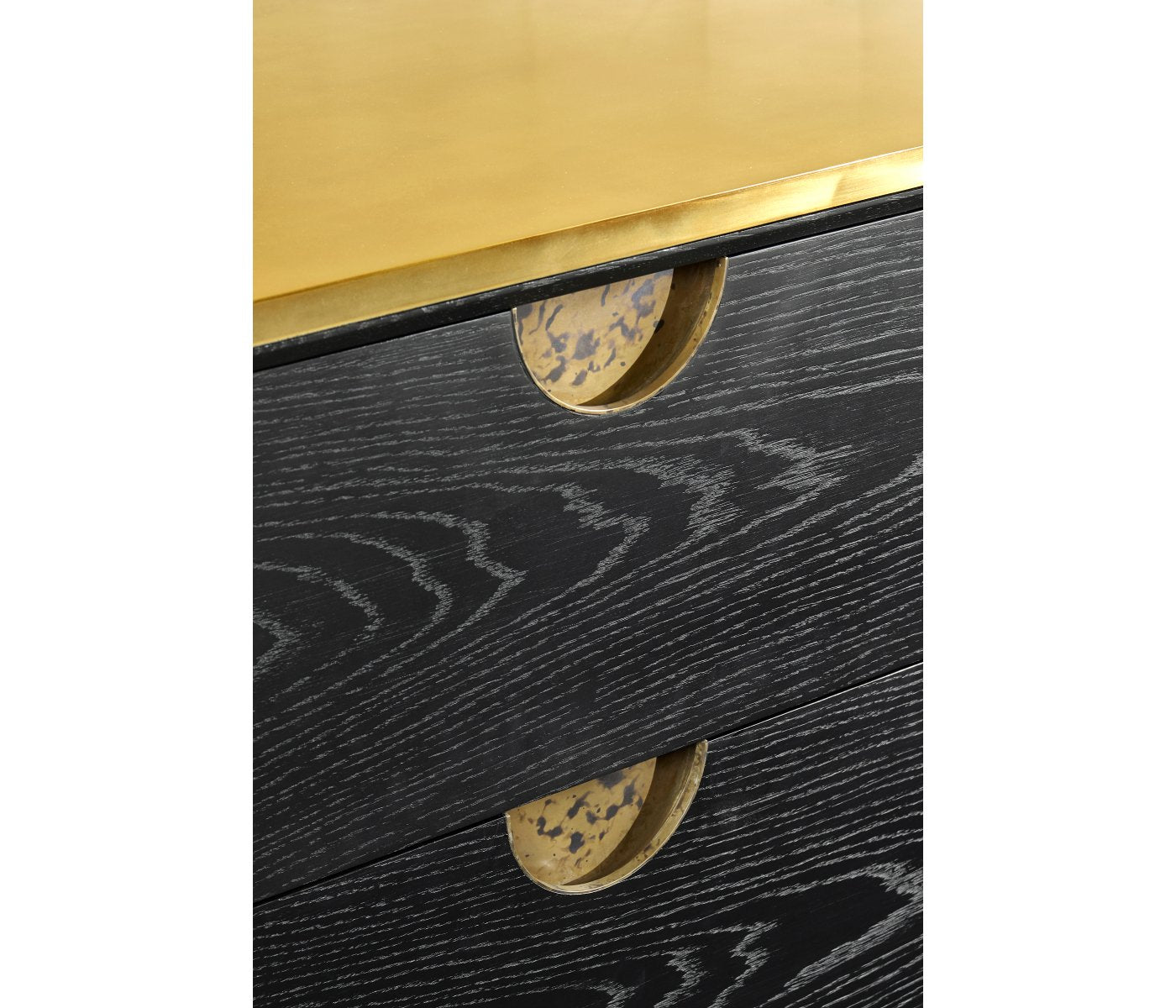 Jonathan Charles Ebonised Oak Curved Dresser with 6 Drawers