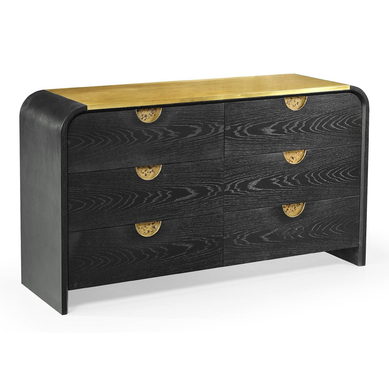 Jonathan Charles Ebonised Oak Curved Dresser with 6 Drawers