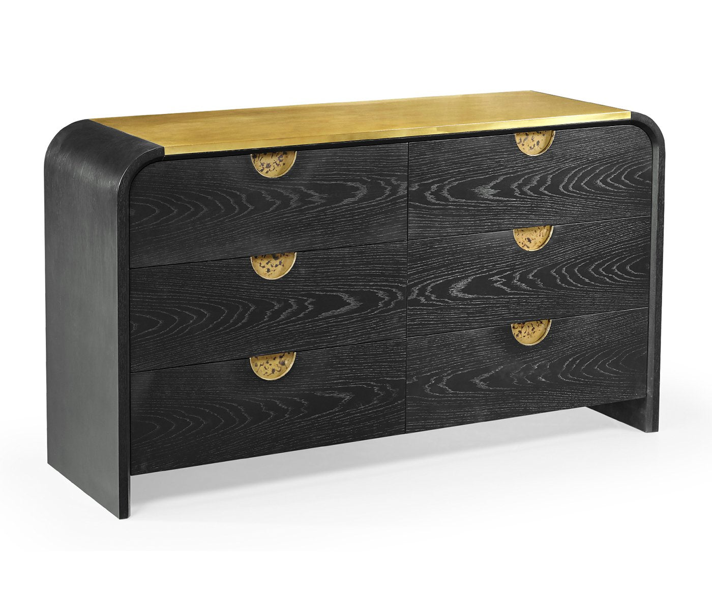 Jonathan Charles Ebonised Oak Curved Dresser with 6 Drawers