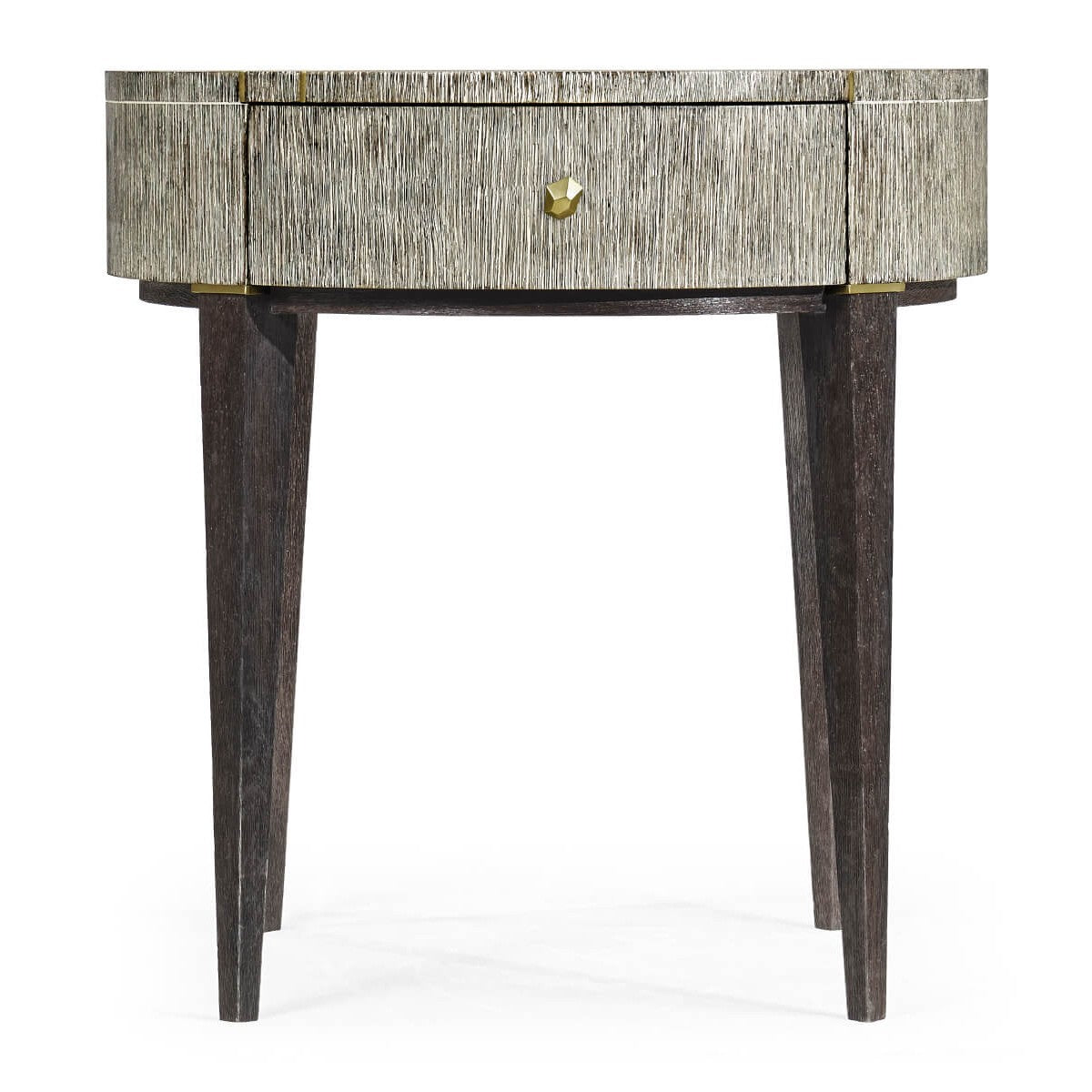 Jonathan Charles Geometric Circular Dark French Oak End Table with Drawer