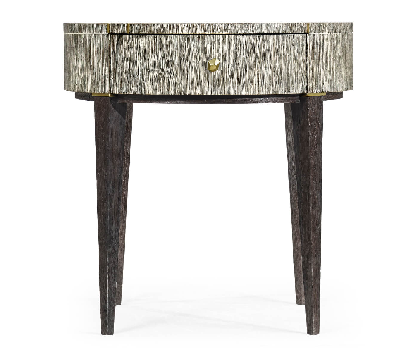 Jonathan Charles Geometric Circular Dark French Oak End Table with Drawer