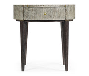 Jonathan Charles Geometric Circular Dark French Oak End Table with Drawer