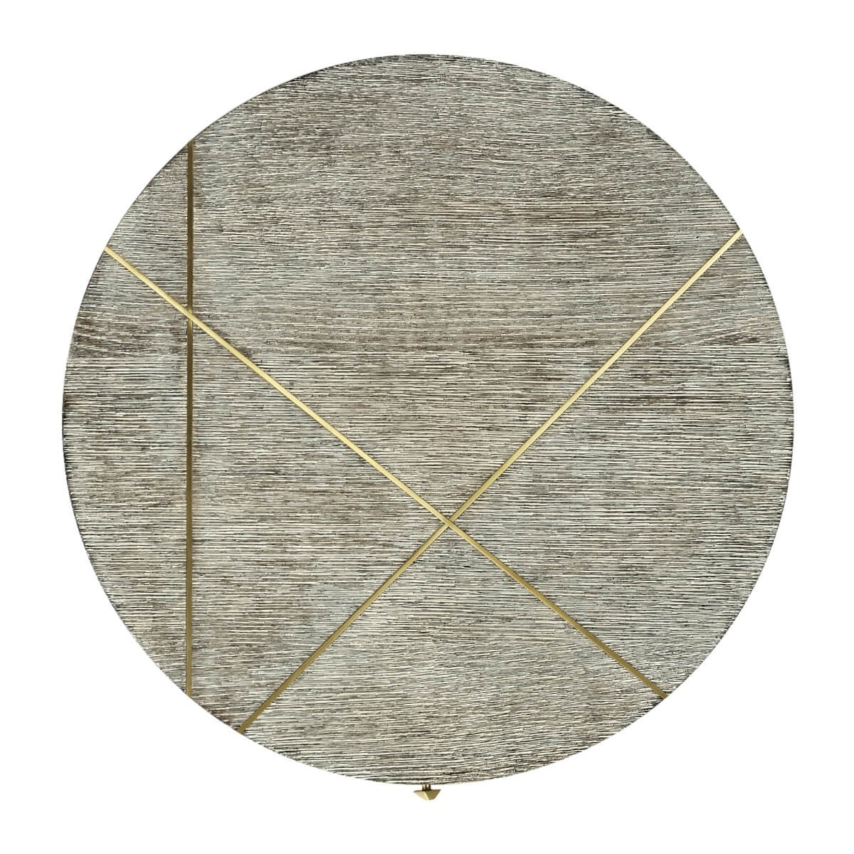 Jonathan Charles Geometric Circular Dark French Oak End Table with Drawer