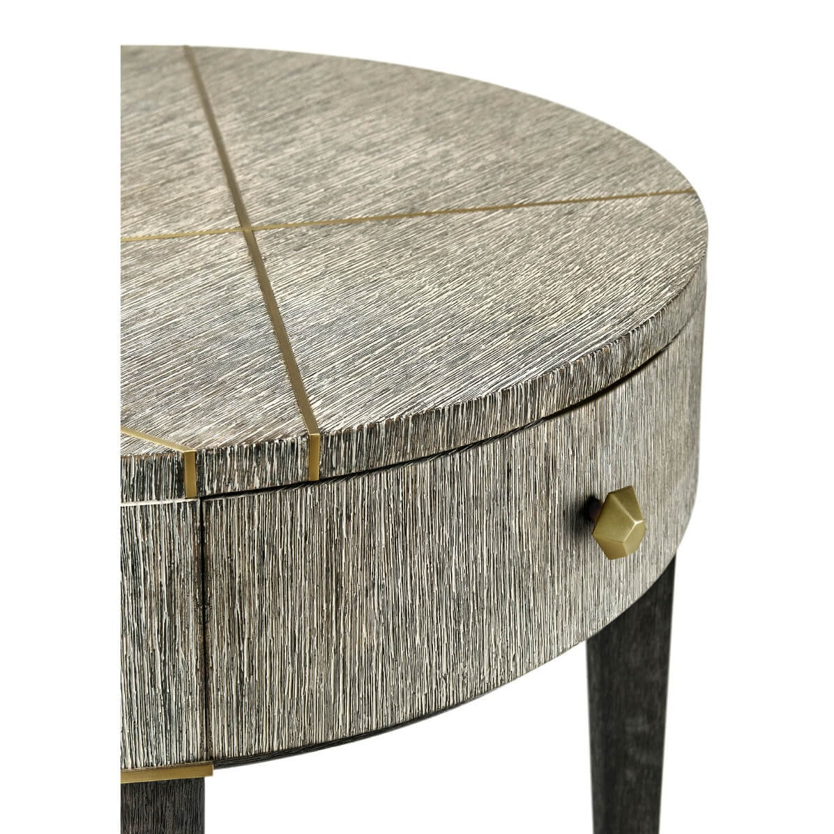 Jonathan Charles Geometric Circular Dark French Oak End Table with Drawer