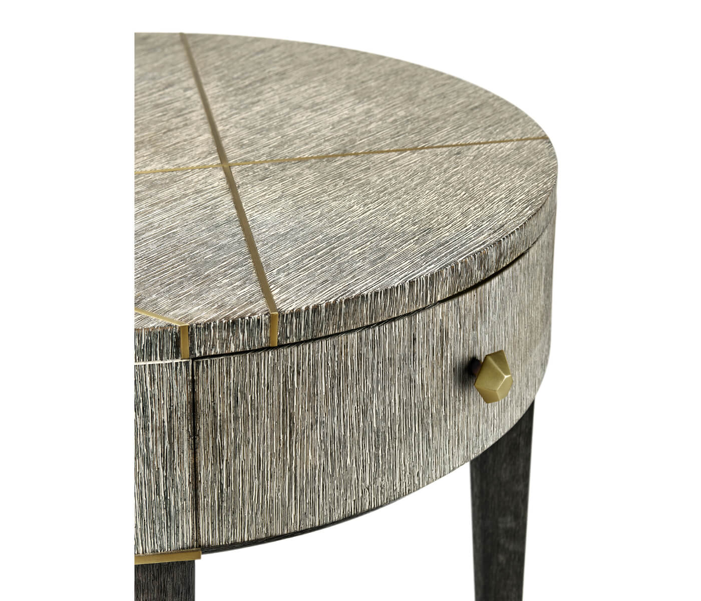Jonathan Charles Geometric Circular Dark French Oak End Table with Drawer