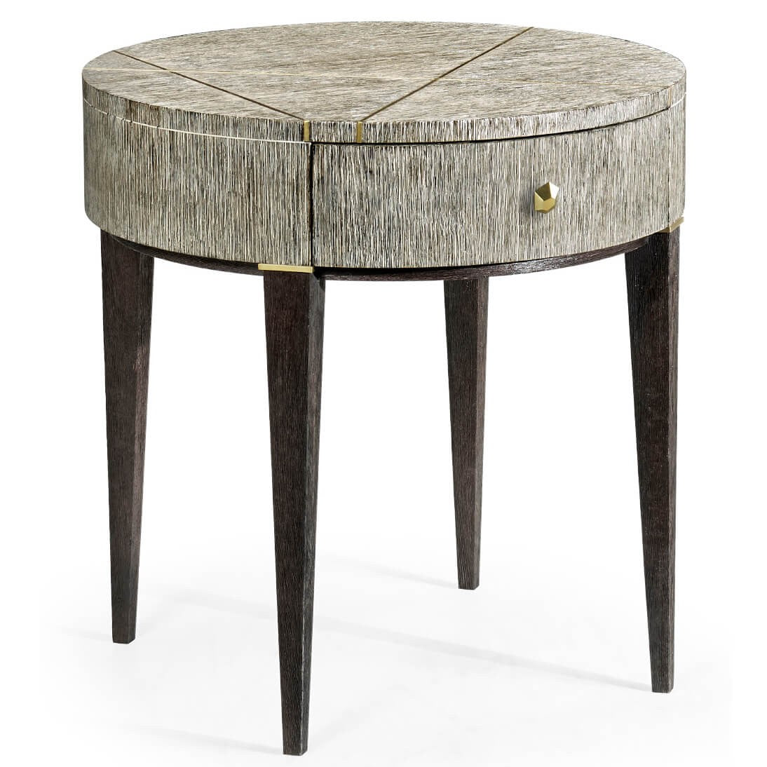 Jonathan Charles Geometric Circular Dark French Oak End Table with Drawer
