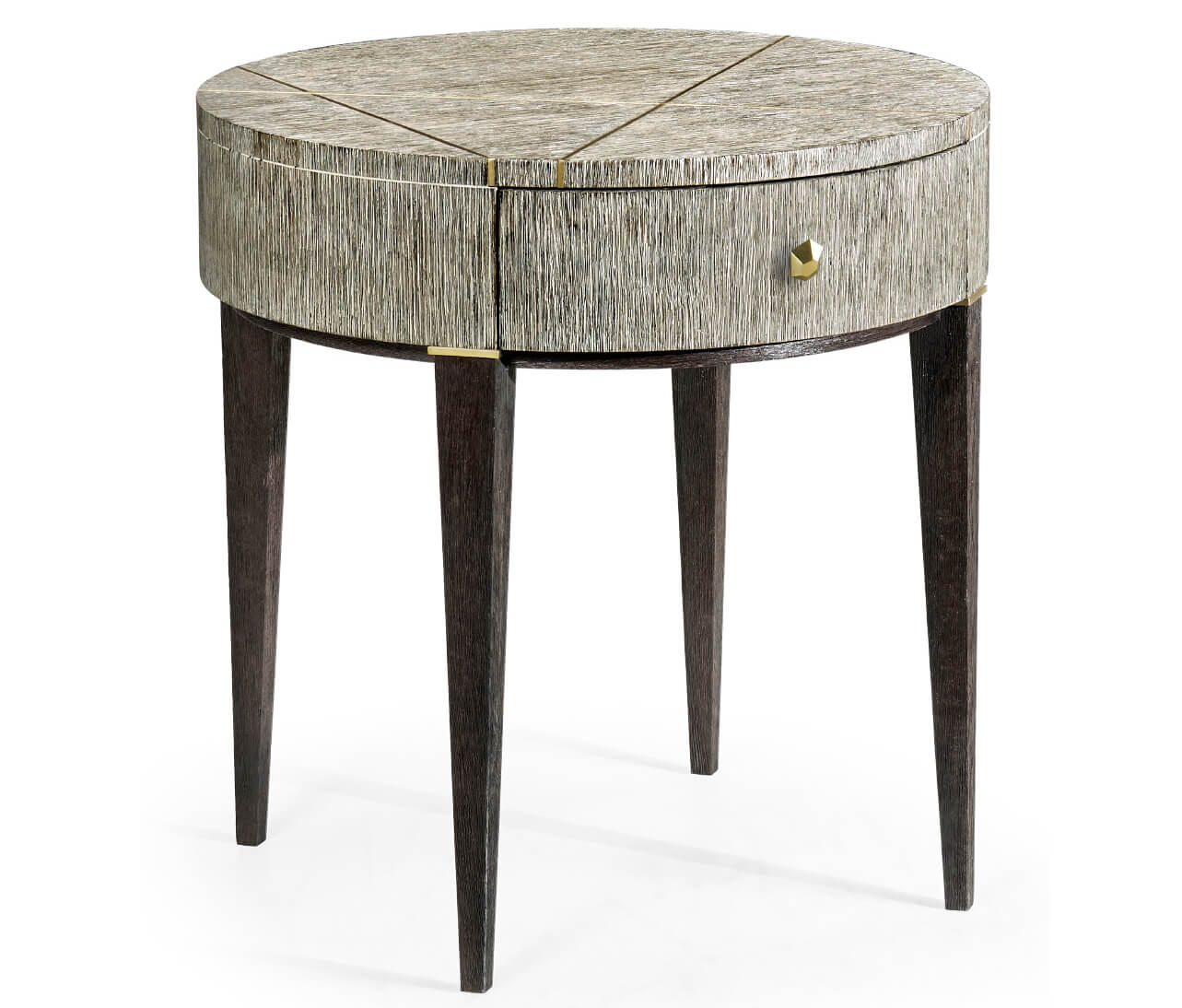 Jonathan Charles Geometric Circular Dark French Oak End Table with Drawer