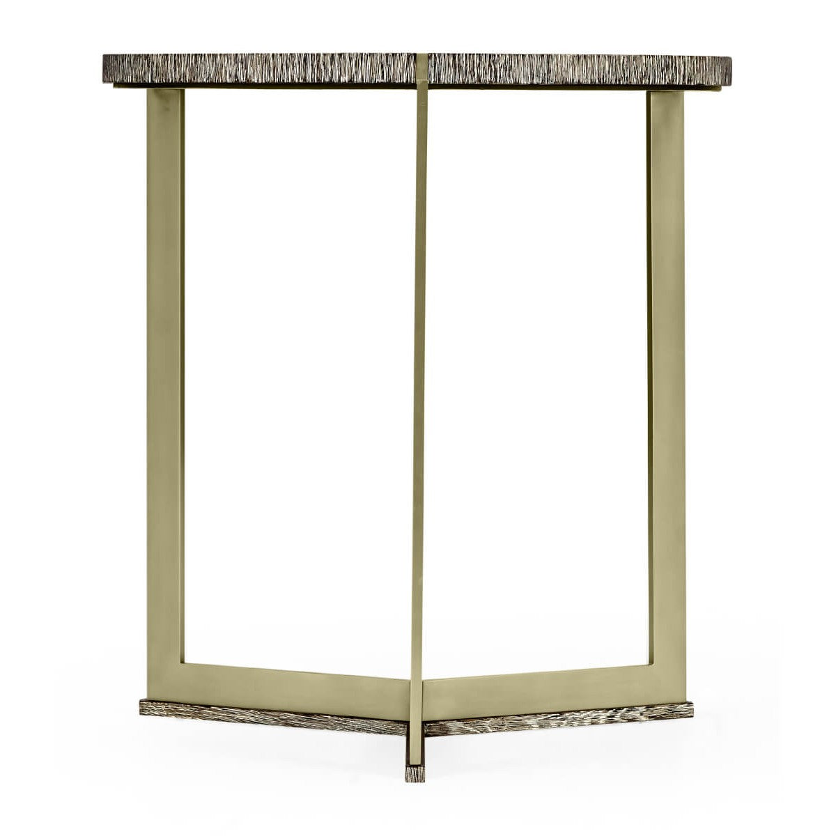 Jonathan Charles Geometric Round Oak & Brass End Table