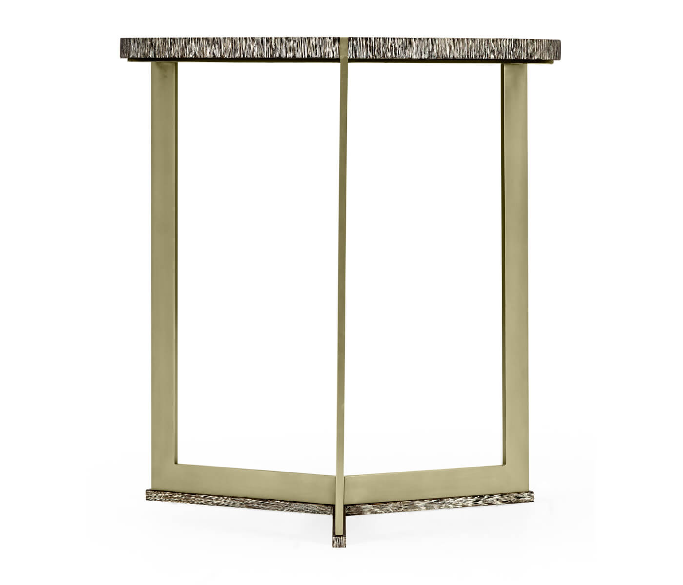 Jonathan Charles Geometric Round Oak & Brass End Table