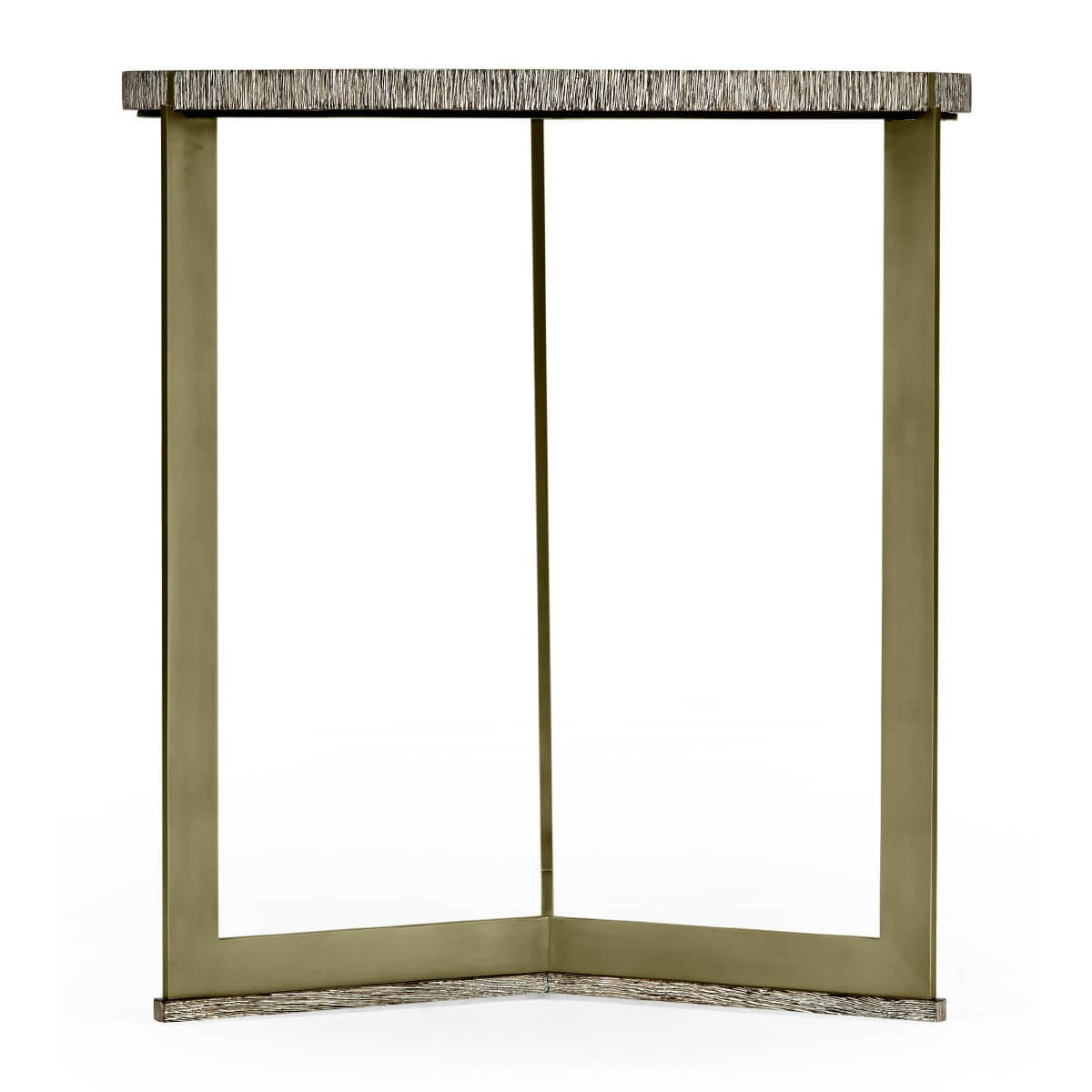Jonathan Charles Geometric Round Oak & Brass End Table