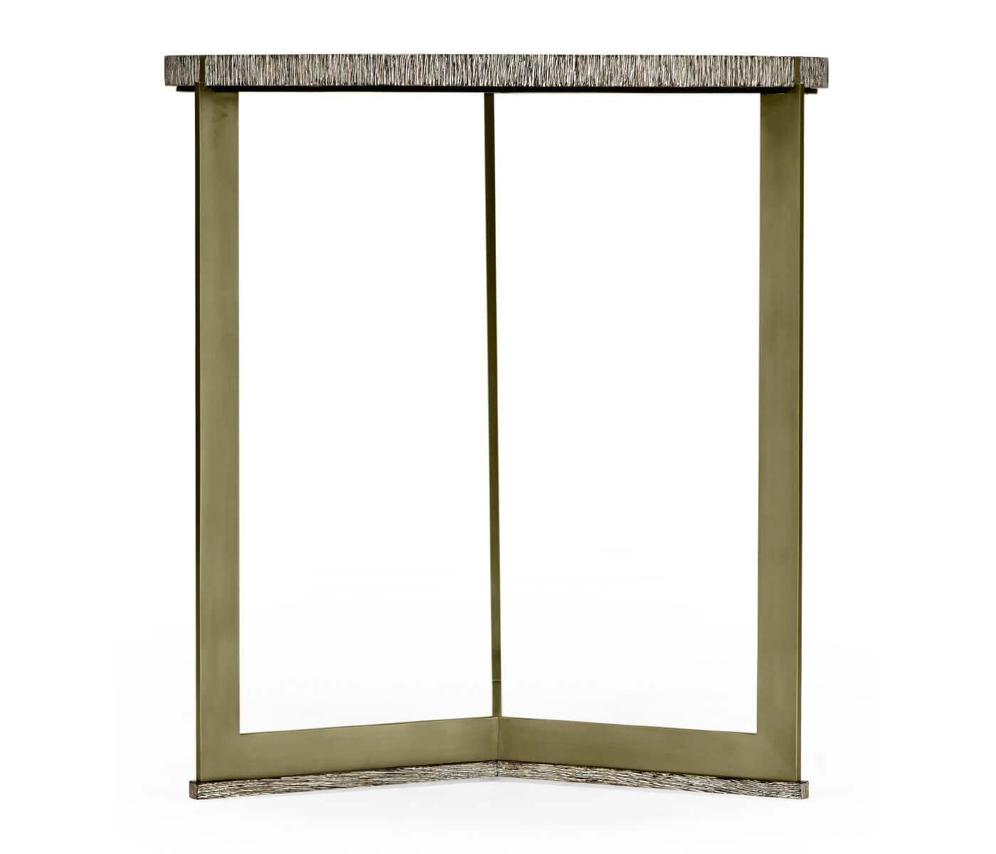 Jonathan Charles Geometric Round Oak & Brass End Table
