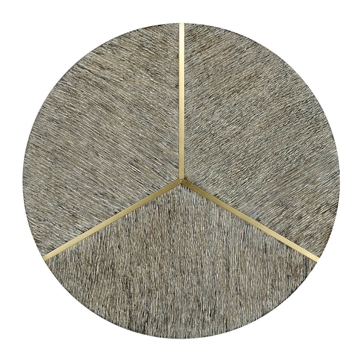 Jonathan Charles Geometric Round Oak & Brass End Table
