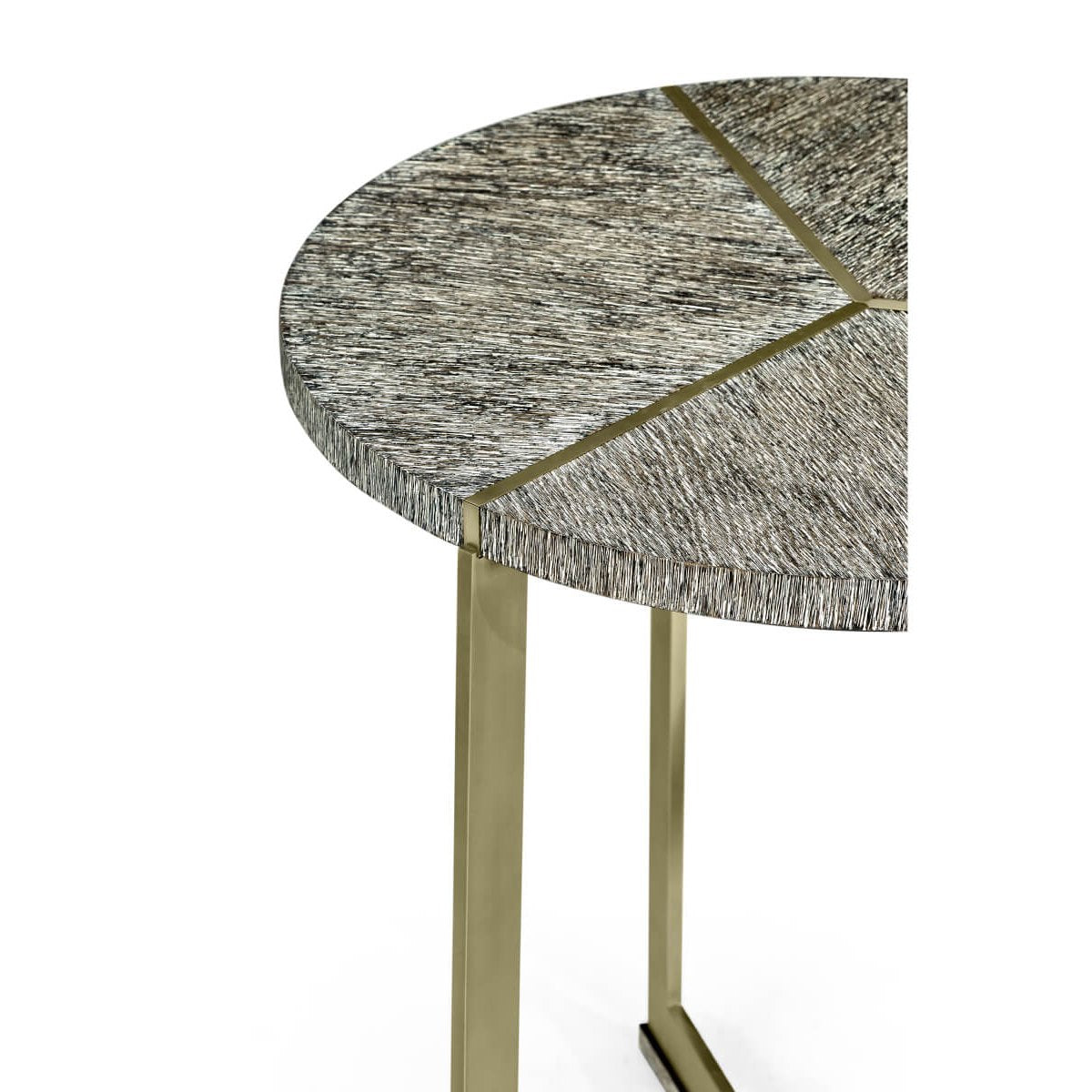 Jonathan Charles Geometric Round Oak & Brass End Table