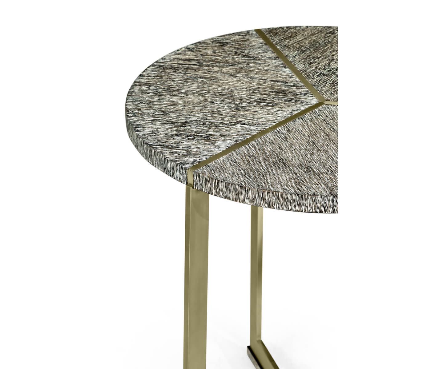Jonathan Charles Geometric Round Oak & Brass End Table