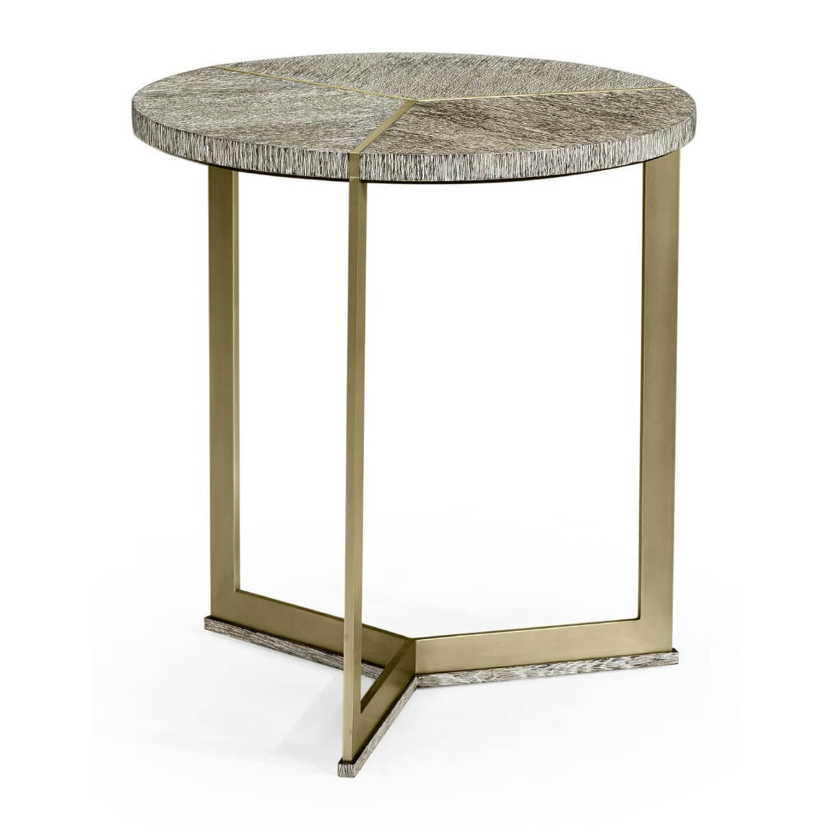 Jonathan Charles Geometric Round Oak & Brass End Table