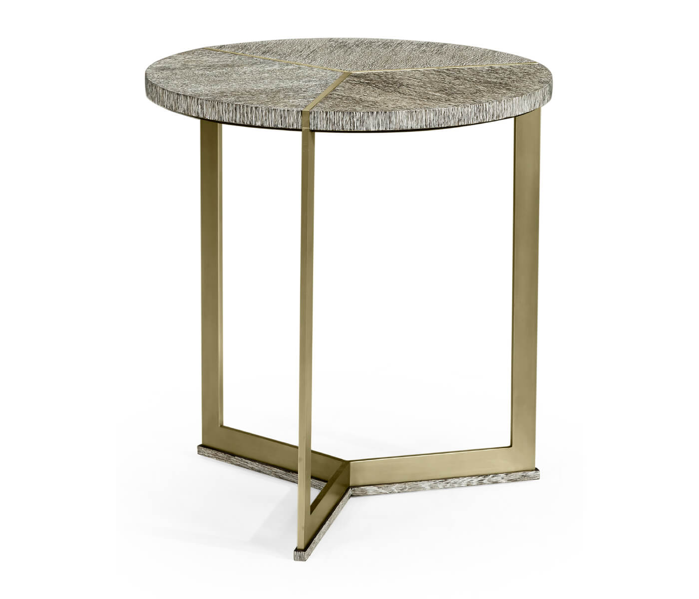 Jonathan Charles Geometric Round Oak & Brass End Table
