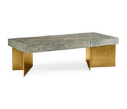 Jonathan Charles Geometric Rectangular Dark French Oak & Gilded Coffee Table