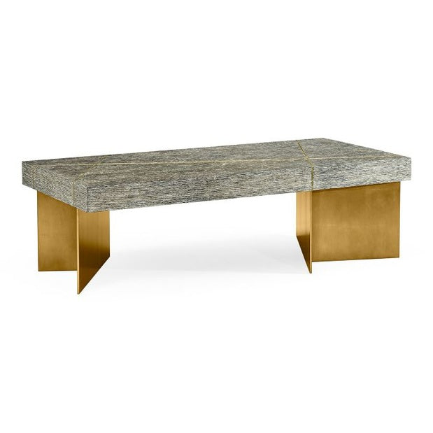 Jonathan Charles Geometric Rectangular Dark French Oak & Gilded Coffee Table