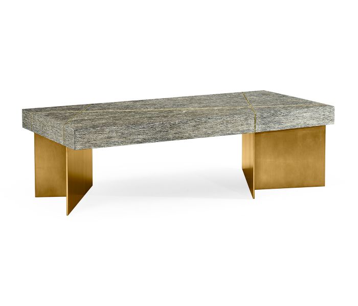 Jonathan Charles Geometric Rectangular Dark French Oak & Gilded Coffee Table