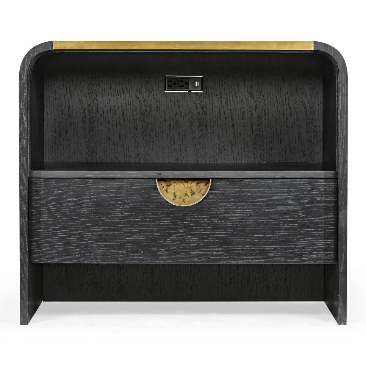 Jonathan Charles Ebonised Oak Curved Bedside Cabinet