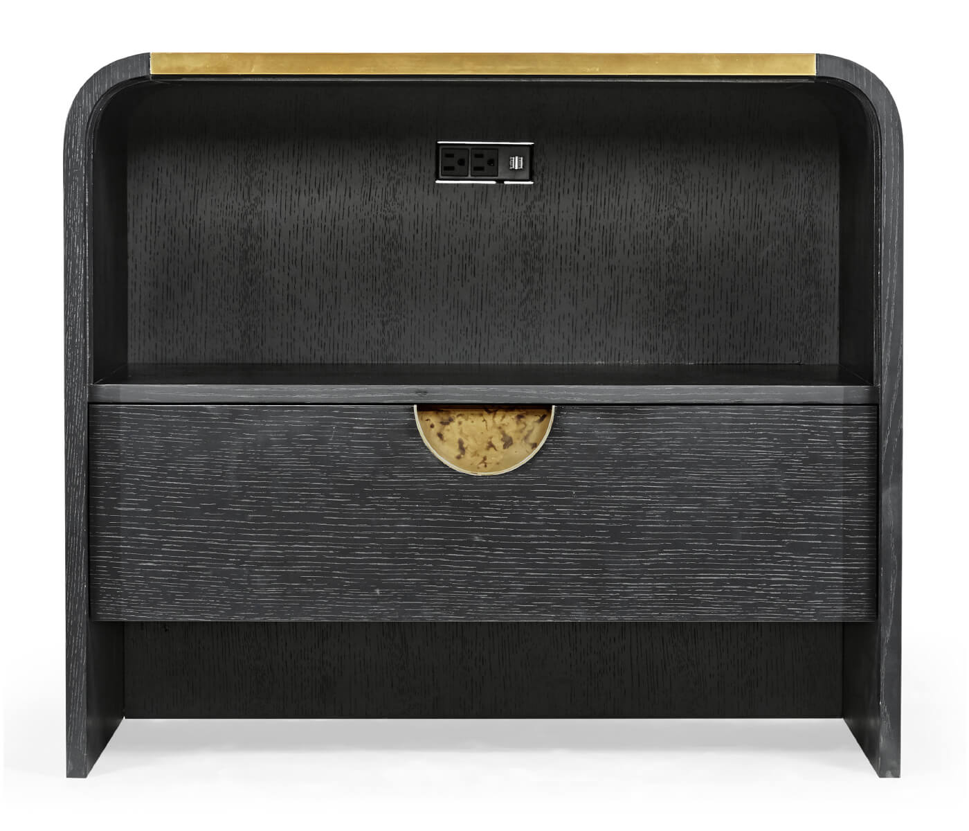 Jonathan Charles Ebonised Oak Curved Bedside Cabinet