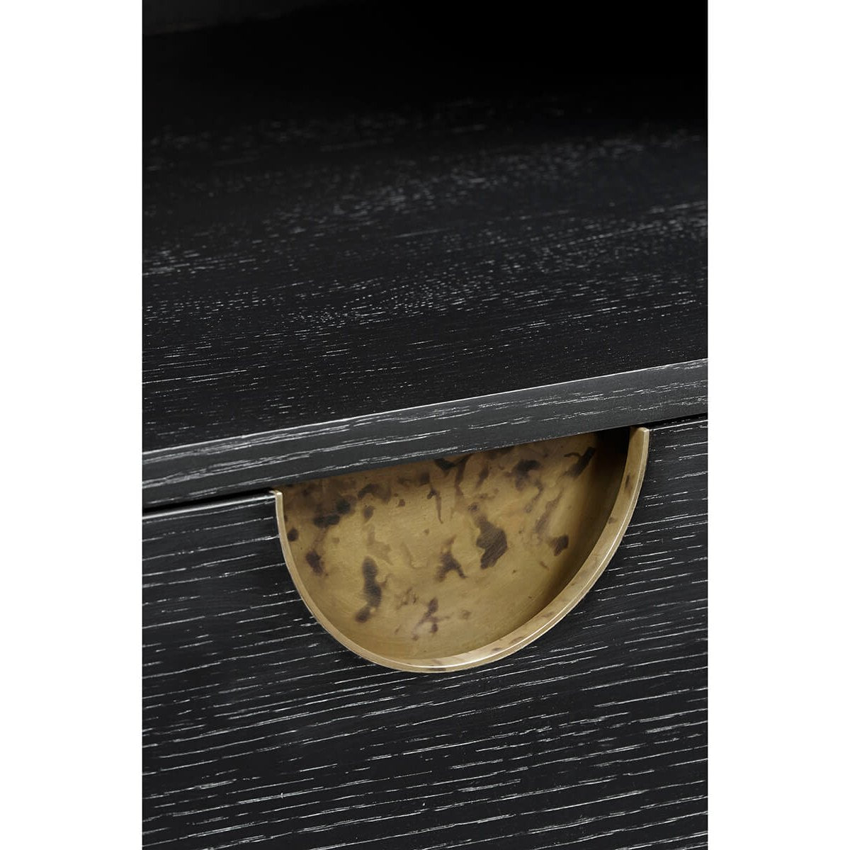 Jonathan Charles Ebonised Oak Curved Bedside Cabinet