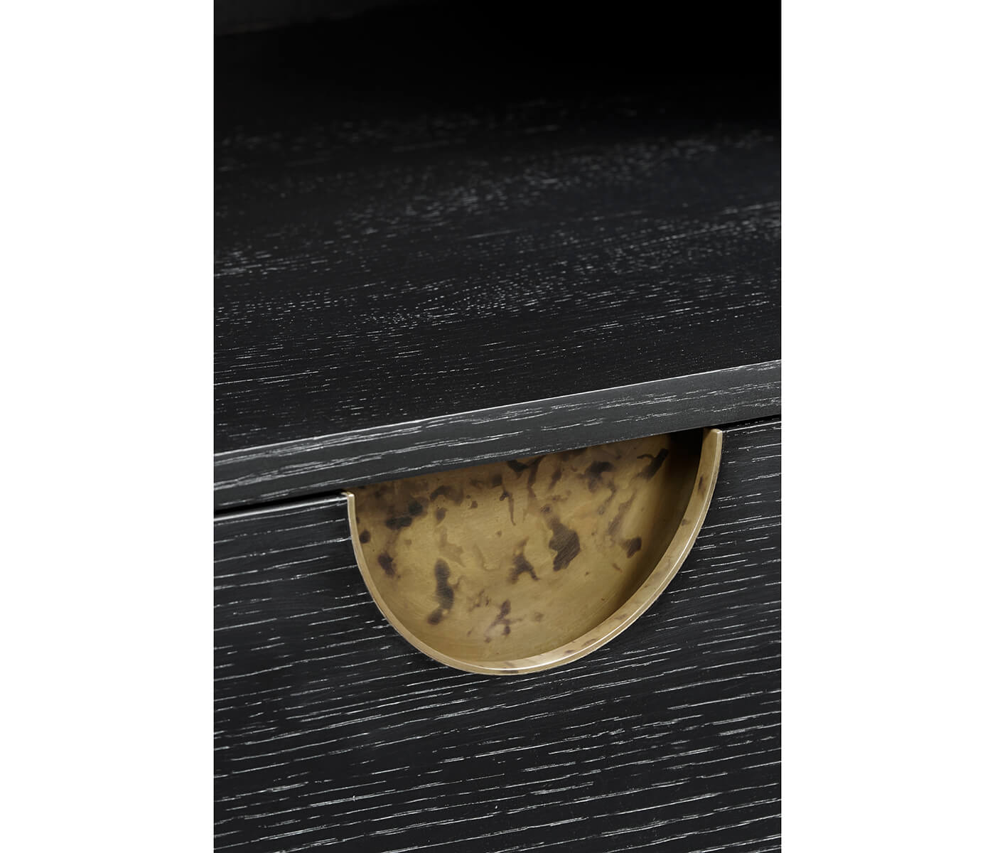 Jonathan Charles Ebonised Oak Curved Bedside Cabinet