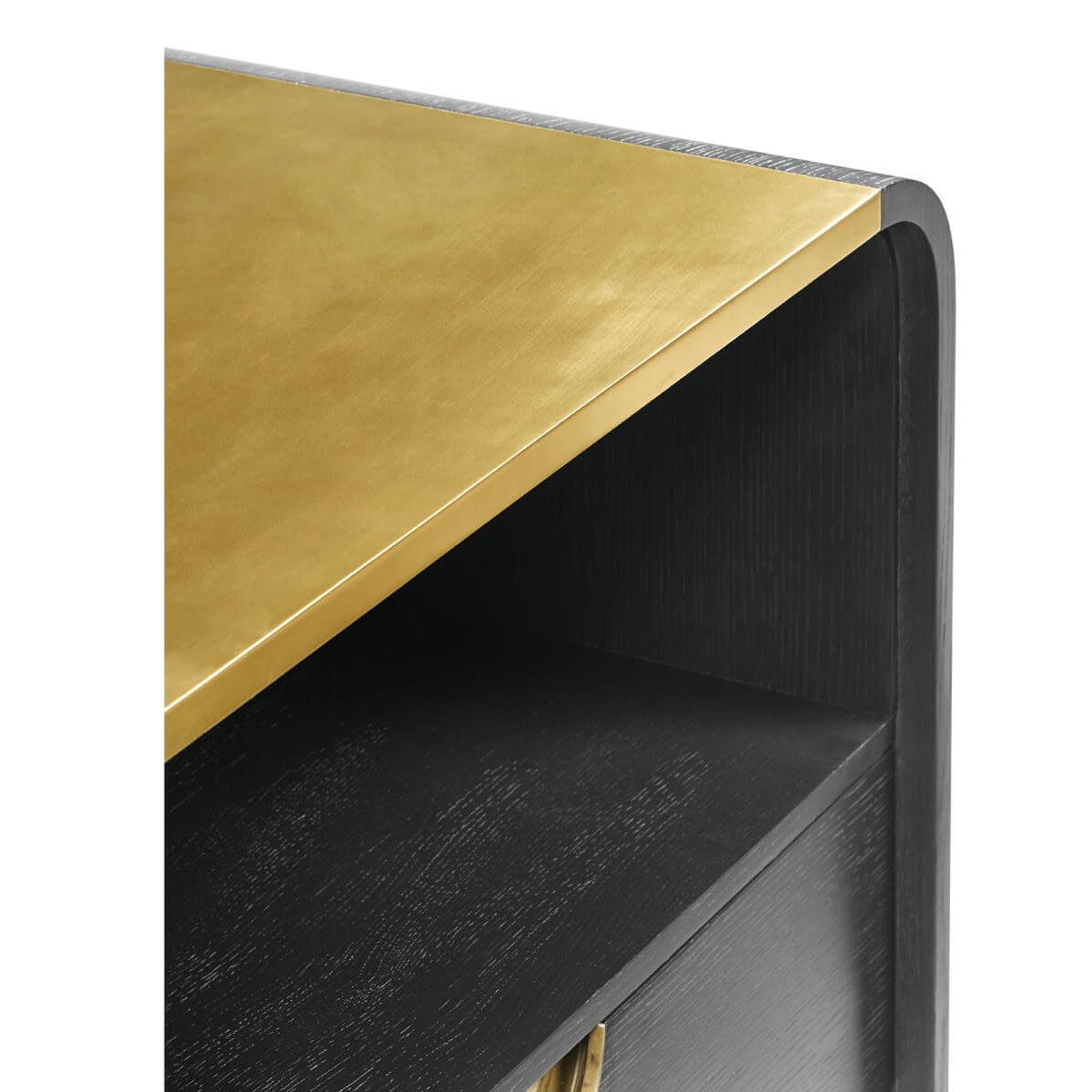 Jonathan Charles Ebonised Oak Curved Bedside Cabinet