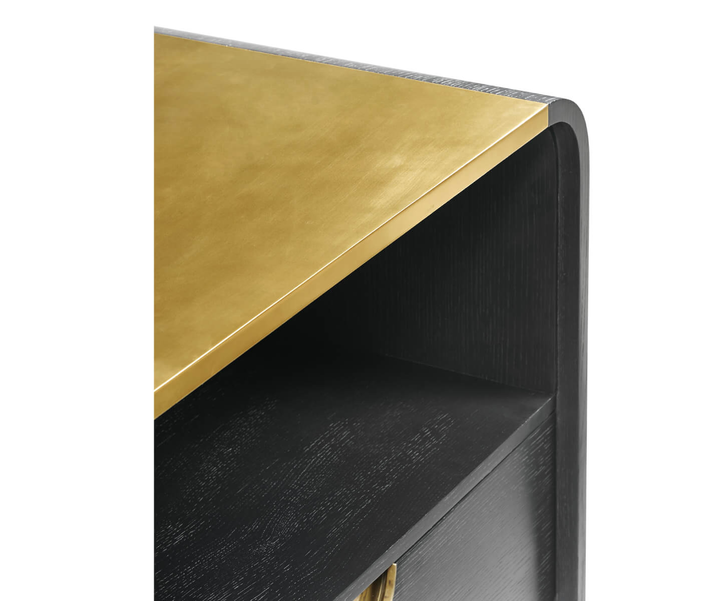 Jonathan Charles Ebonised Oak Curved Bedside Cabinet