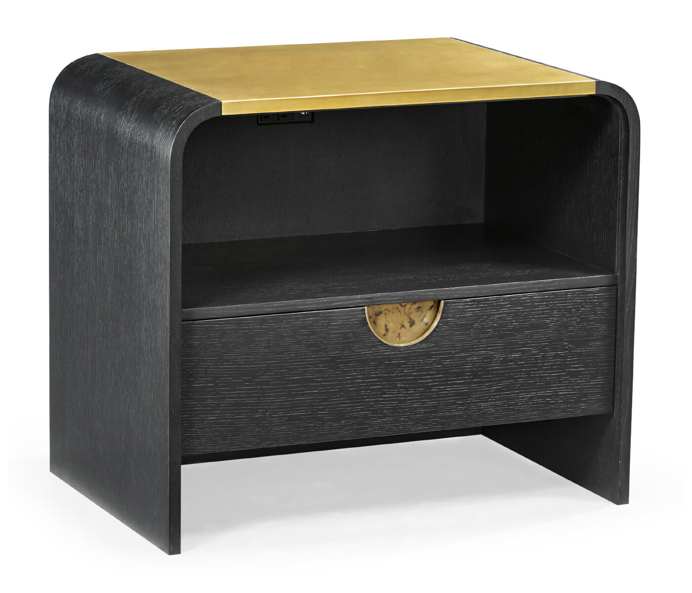 Jonathan Charles Ebonised Oak Curved Bedside Cabinet
