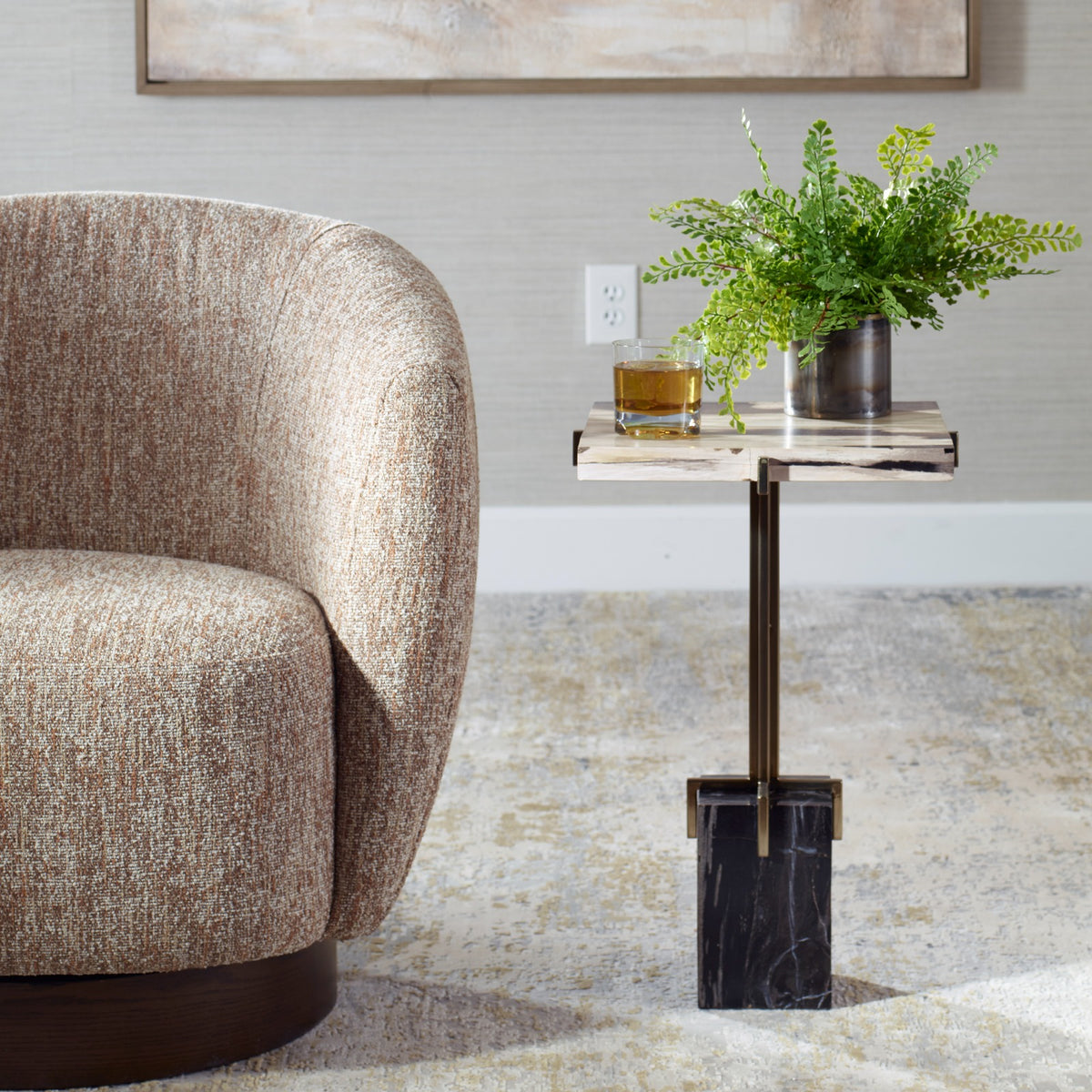 Uttermost Rowman Petrified Wood Accent Table