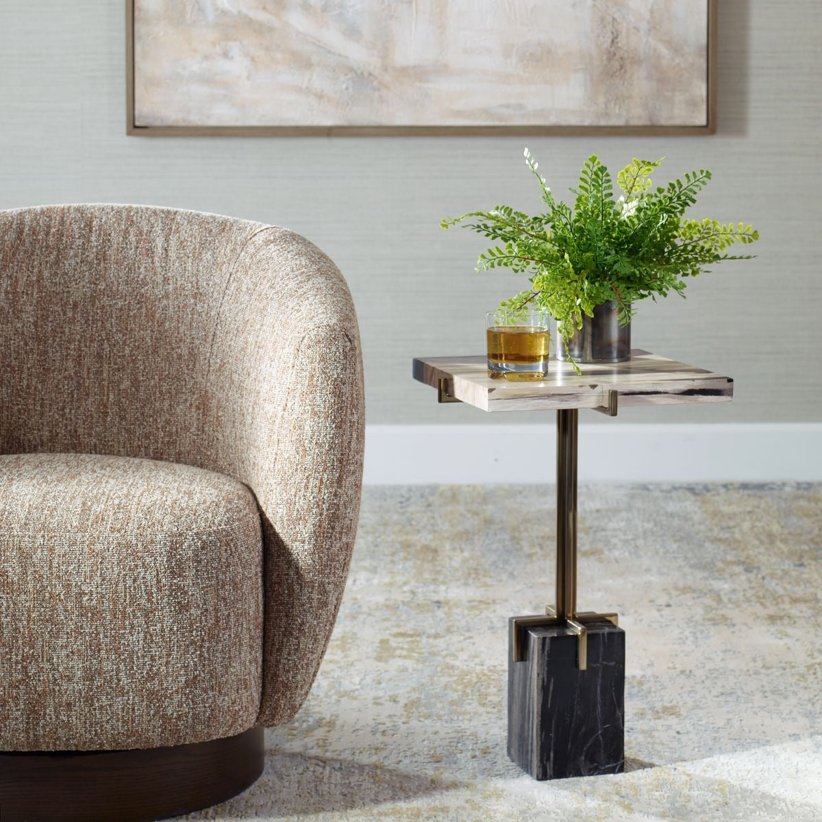 Uttermost Rowman Petrified Wood Accent Table