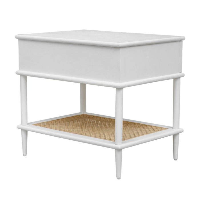 Uttermost Coast White Rattan Side Table