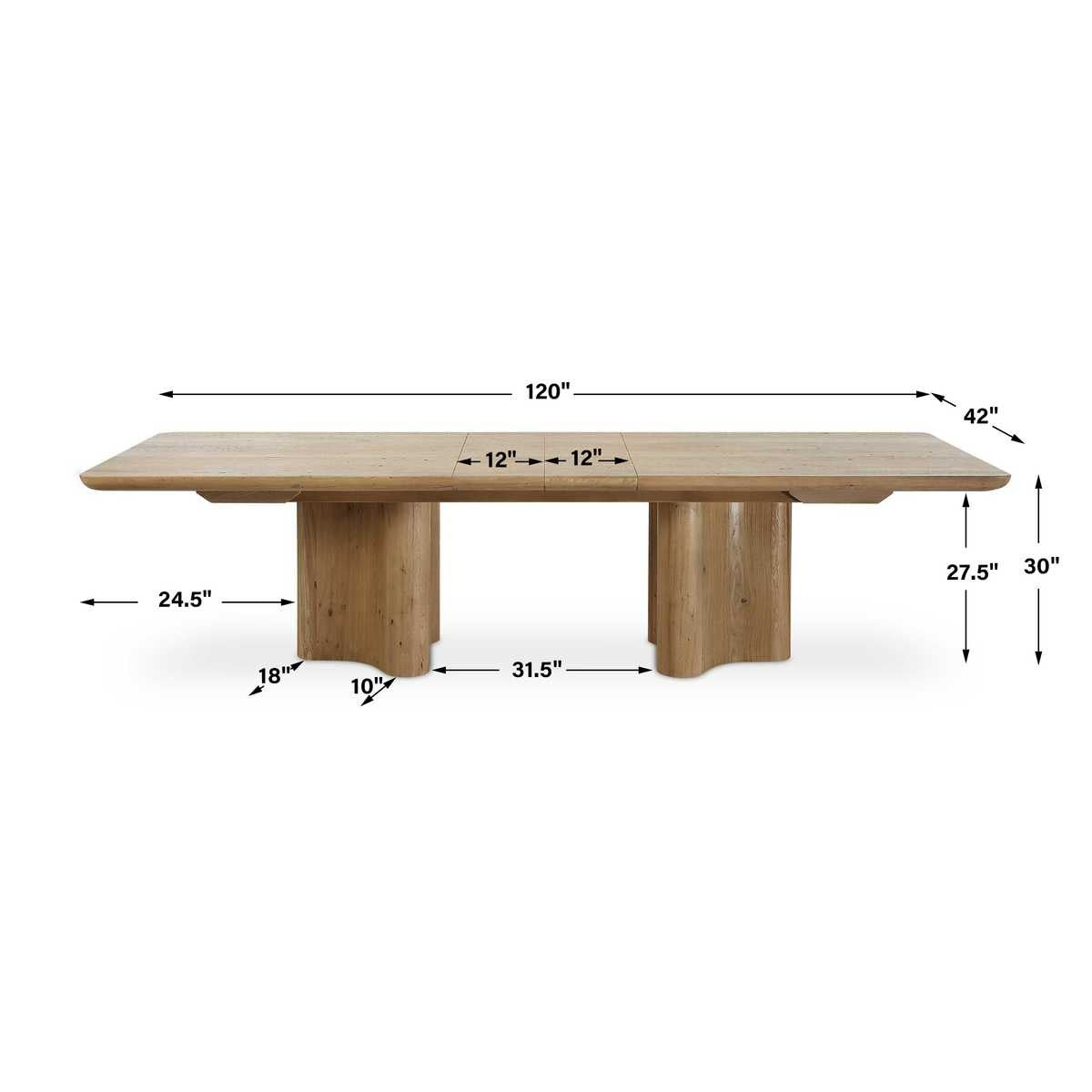 Uttermost Cecelia Oak Extending Dining Table - 243.8-304.8cm