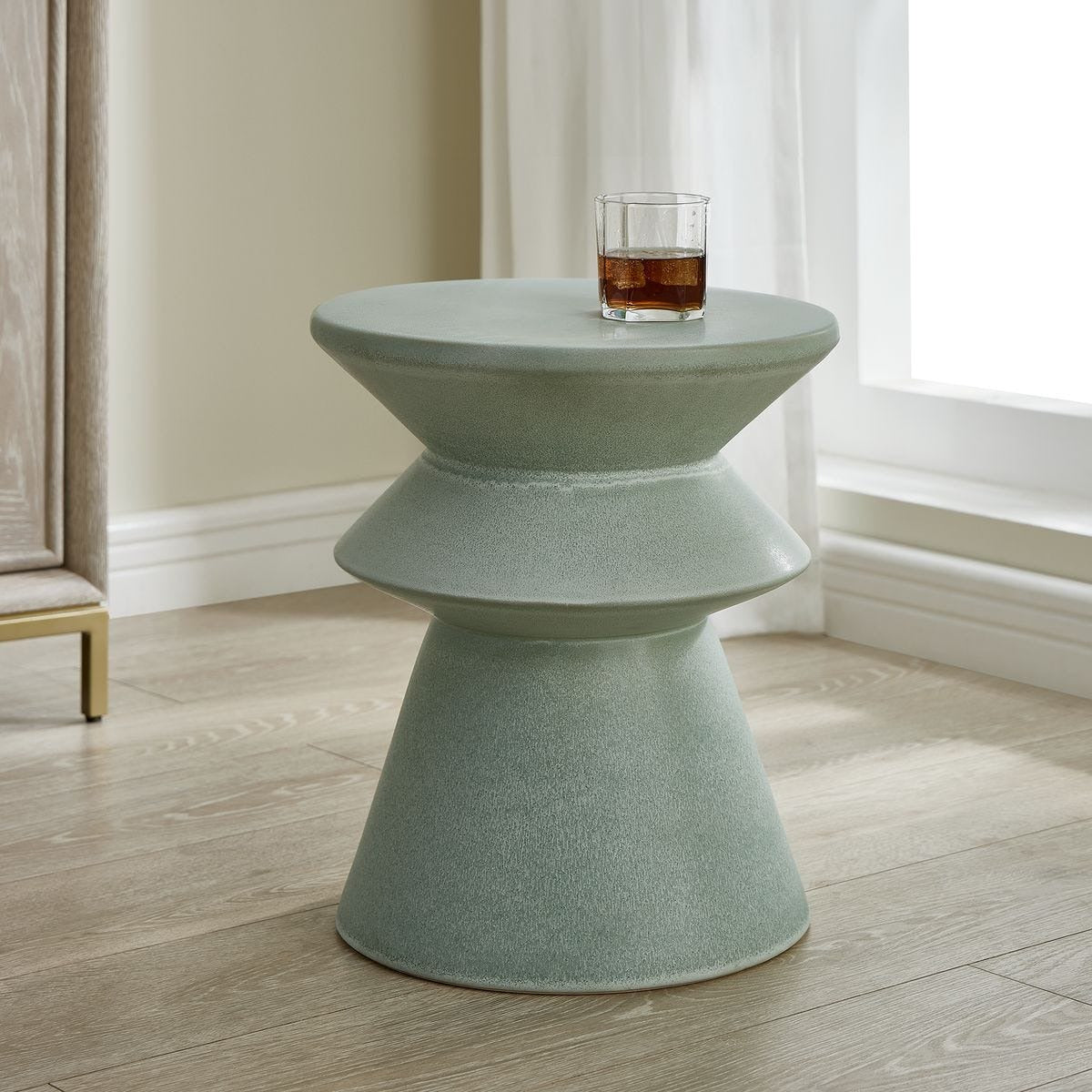 Uttermost Imogene Garden Stool in Seafoam Glaze