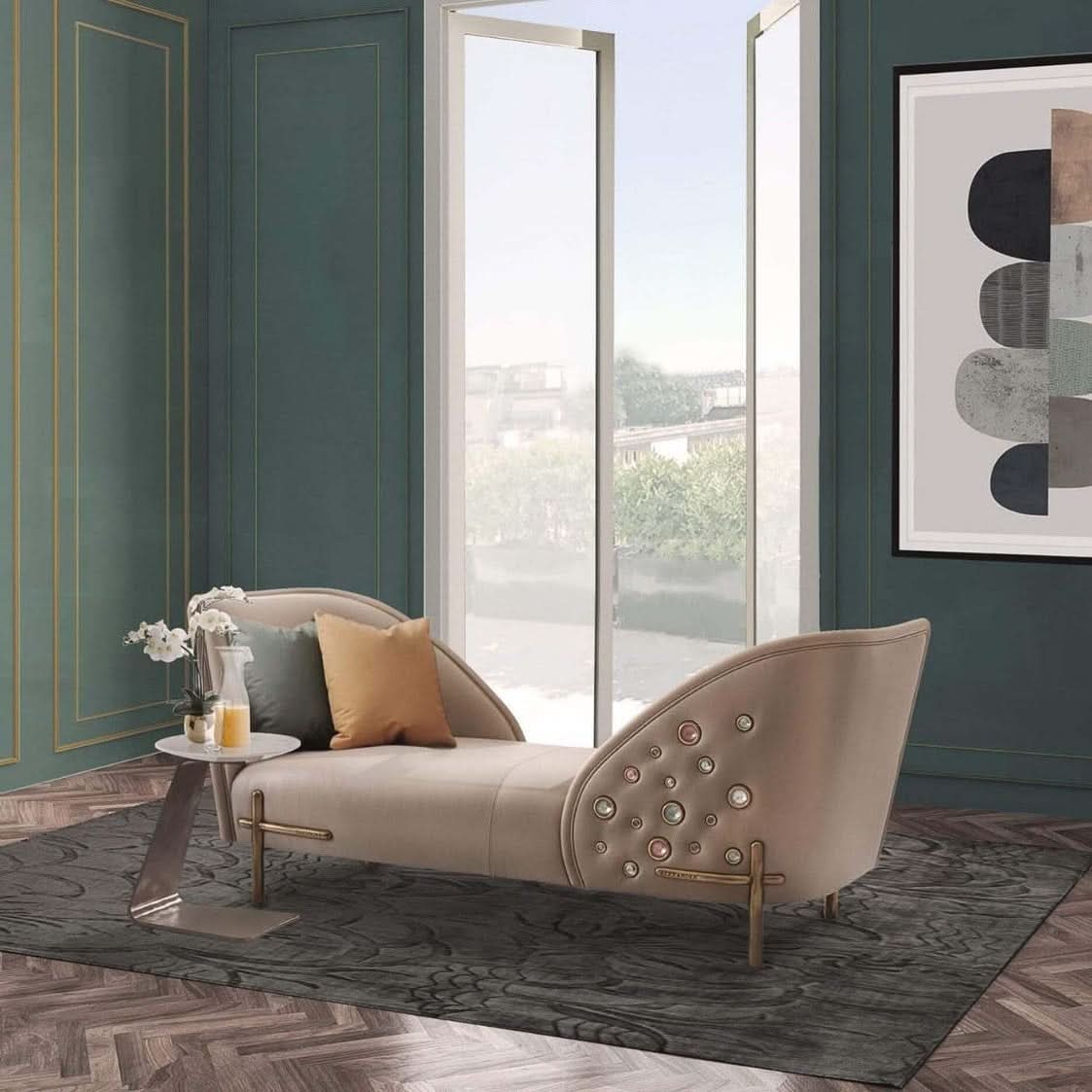 Theodore Alexander Table Grace Cantilever Accent in Marble   Nicholas John Interiors