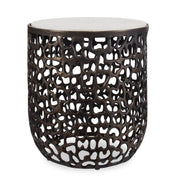 Sabena White Marble Outdoor Side Table