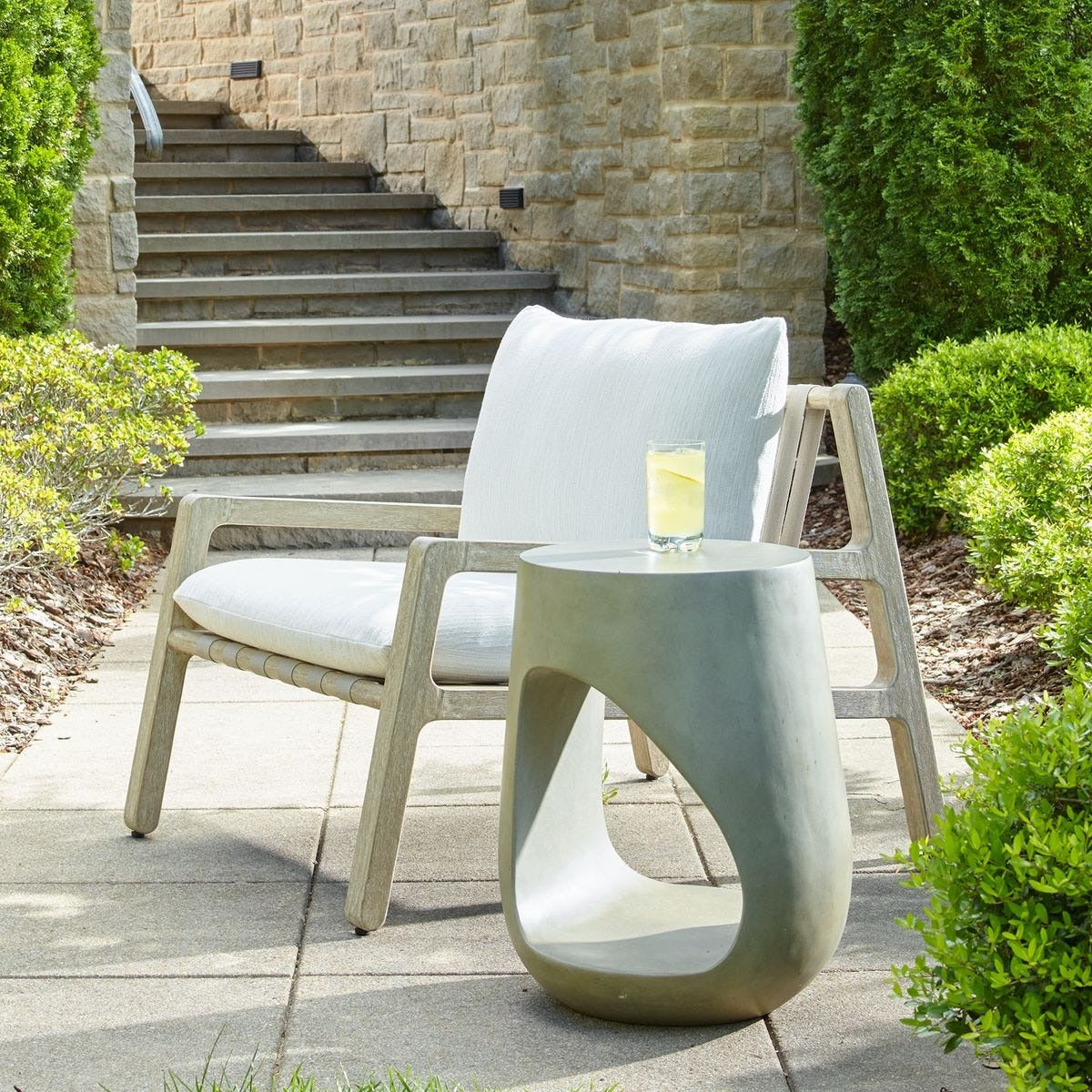 Uttermost Lithos Indoor/Outdoor Accent Table in Grey