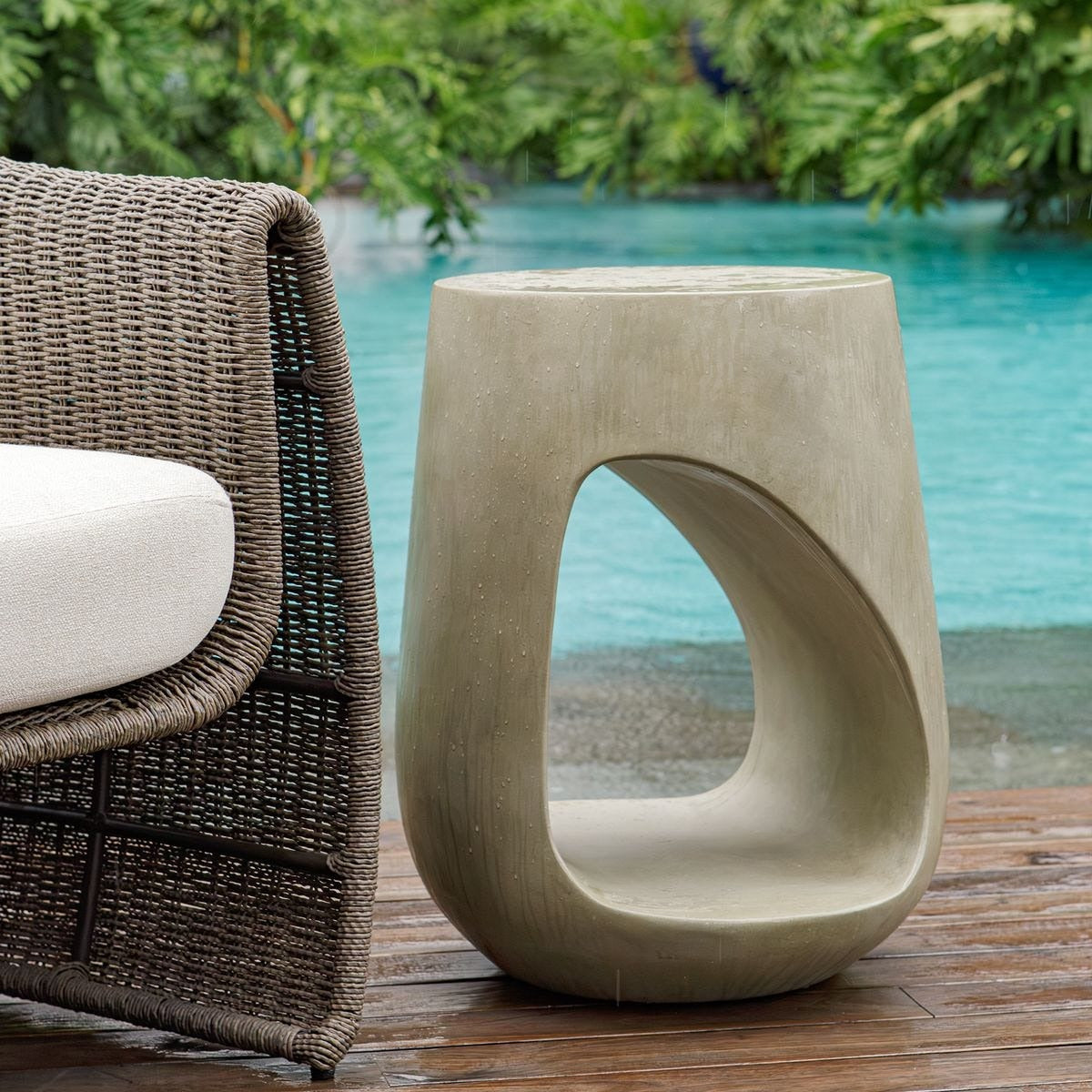 Uttermost Lithos Indoor/Outdoor Accent Table in Grey
